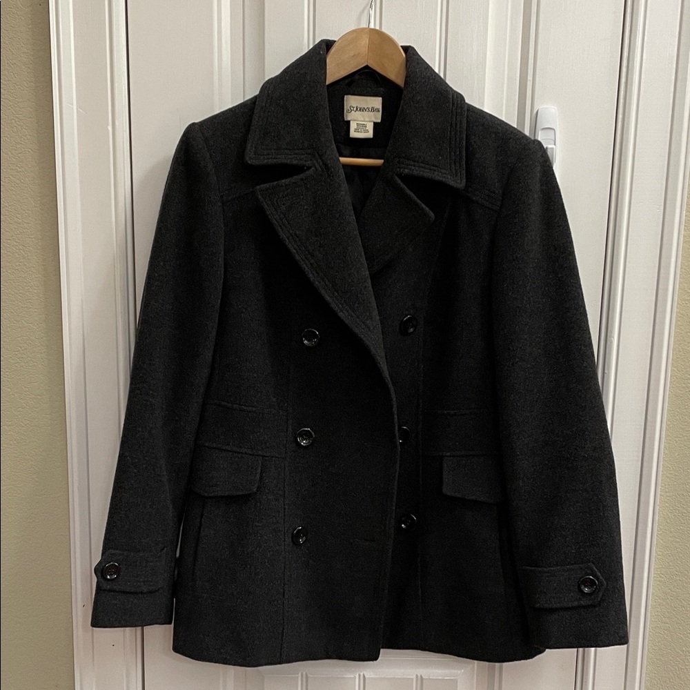 St. John's Bay Women's Wool Charcoal Peacoat